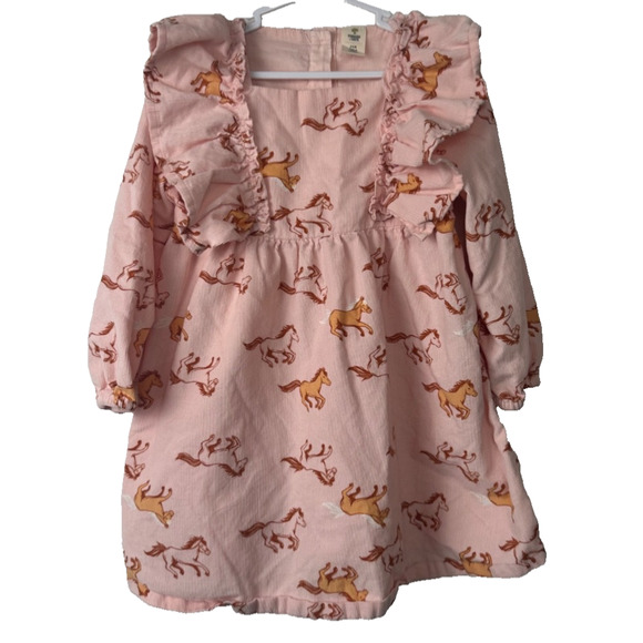 Tucker & Tate Pink Horse Ruffle Dress Casual Comfy Toddler Girls 24 Month LS A50 - Picture 1 of 5